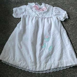 BONNIE JEAN Vintage white Pink Roses Party Dress Girls 6X collar made in USA